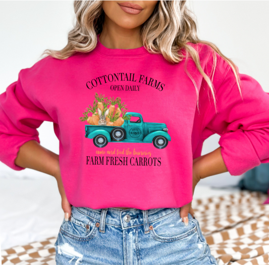 Heliconia Pink Cotton Tail Farms Truck Easter sweatshirt