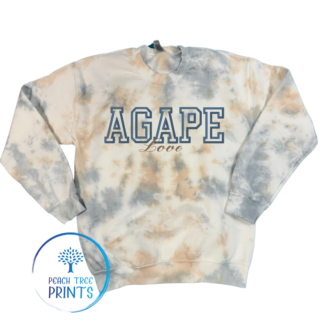 Agape Love Embroidered Tye Dye Sweatshirt