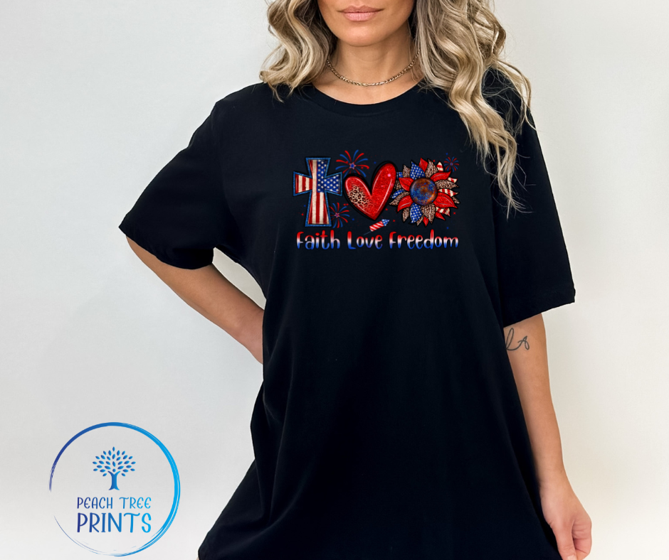 Faith Love and Freedom Short Sleeve Tee