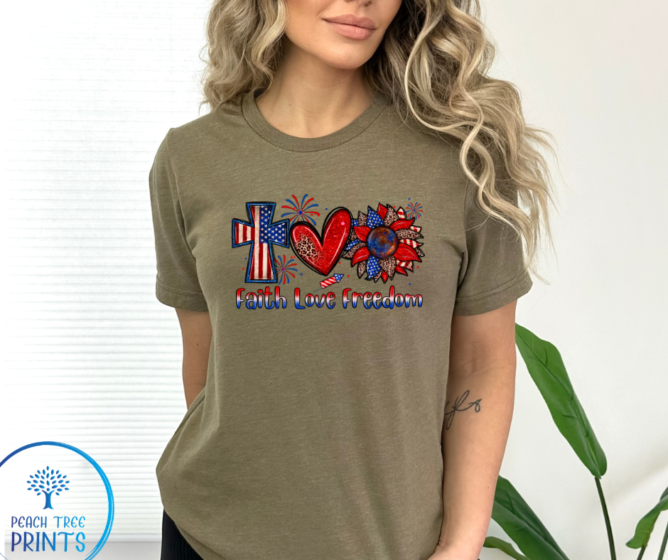 Faith Love and Freedom Short Sleeve Tee