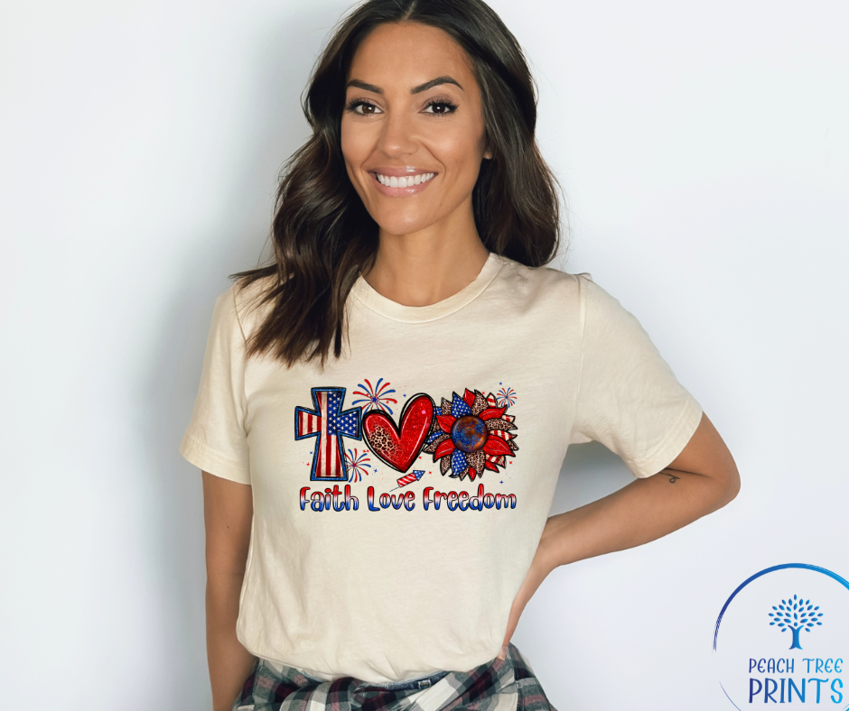 Faith Love and Freedom Short Sleeve Tee